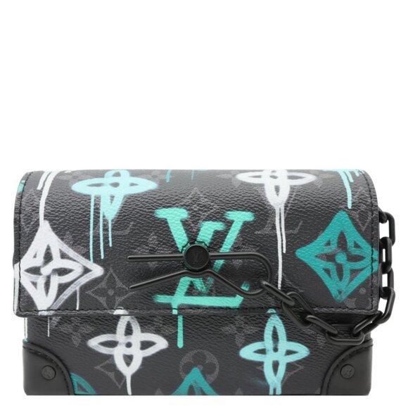 Louis Vuitton  Graffiti LV Steamer Monogram Eclipse Canvas Crossbody Bag Grey - Picture 4 of 13